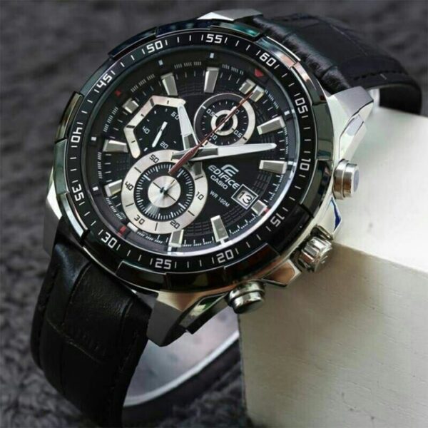 Edifice Black Leather Watch