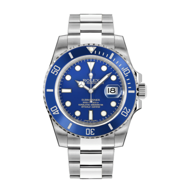 Rolex Submariner Silver Blue Metal Watch
